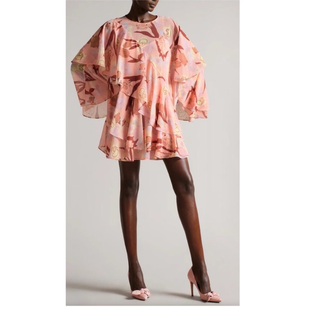 🪴 New TED BAKER PEGAIA Sleeve Detail Mini Dress - $395